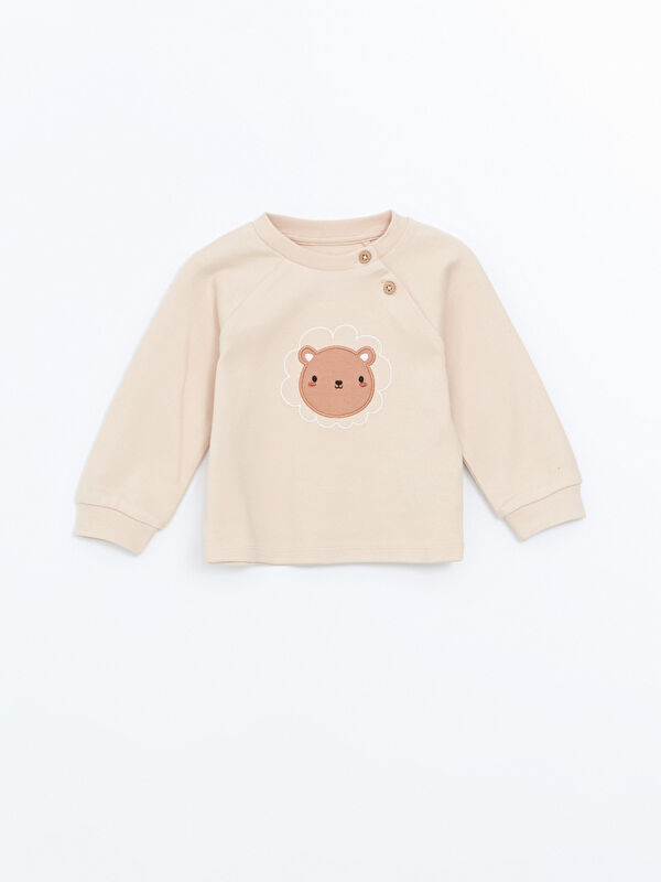 LCW baby Bisiklet Yaka Nakışlı Erkek Bebek Tişört