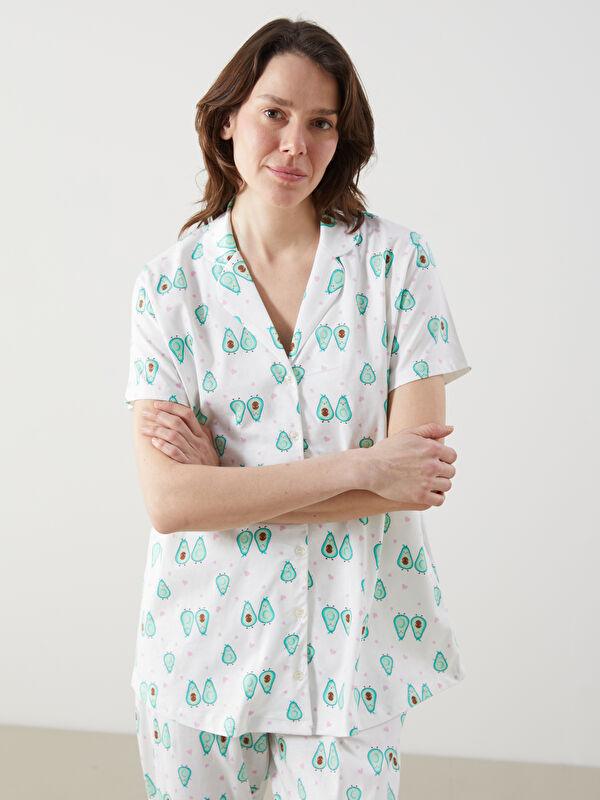 LCW DREAM Gömlek Yaka Desenli Kadın Pijama Üstü