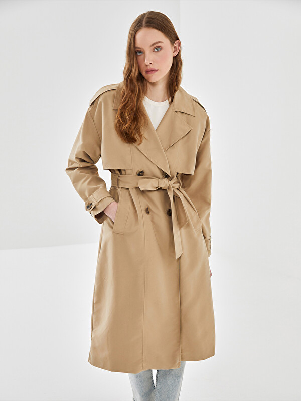 けいこ XSIDE Ceket Yaka Oversize Kadın Trençkot - S56096Z8-KEL | LCW