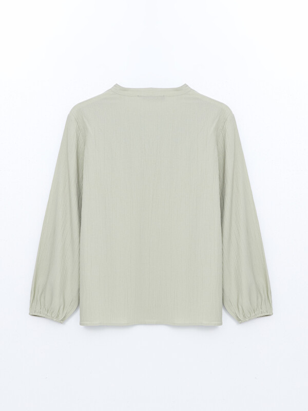 LCWAIKIKI Classic Bağlamalı Yaka Dokulu Oversize Kadın Bluz