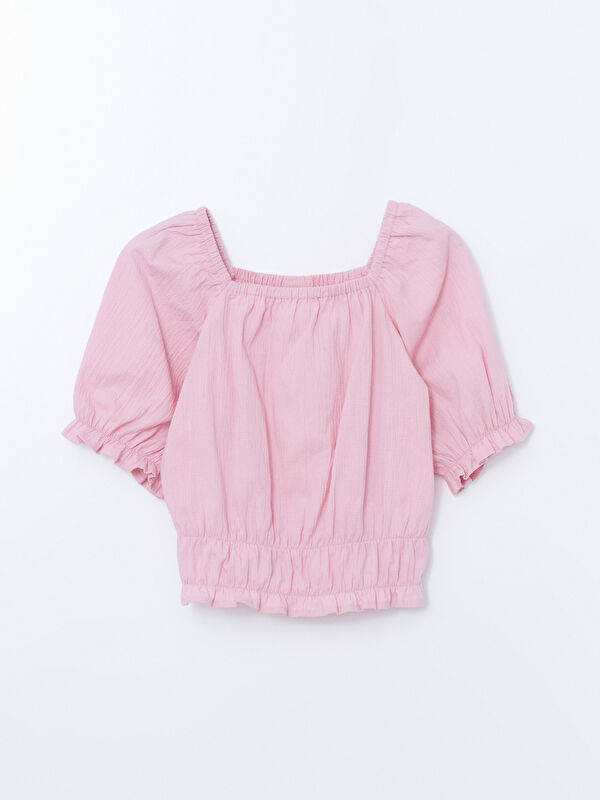 LCW Kids Square Collar Gathered Girls' Blouse