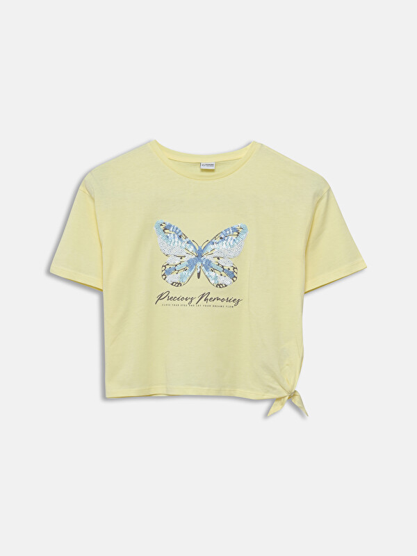 LCW Kids Crew Neck Embroidered Girls' T-Shirt