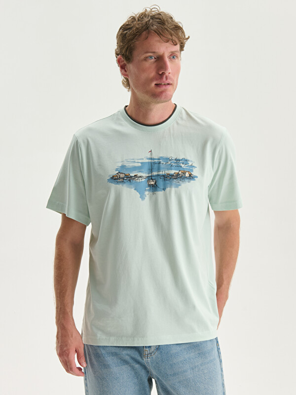 LCWAIKIKI Classic Crew Neck Short Sleeve Printed Combed Cotton Men's T-shirt