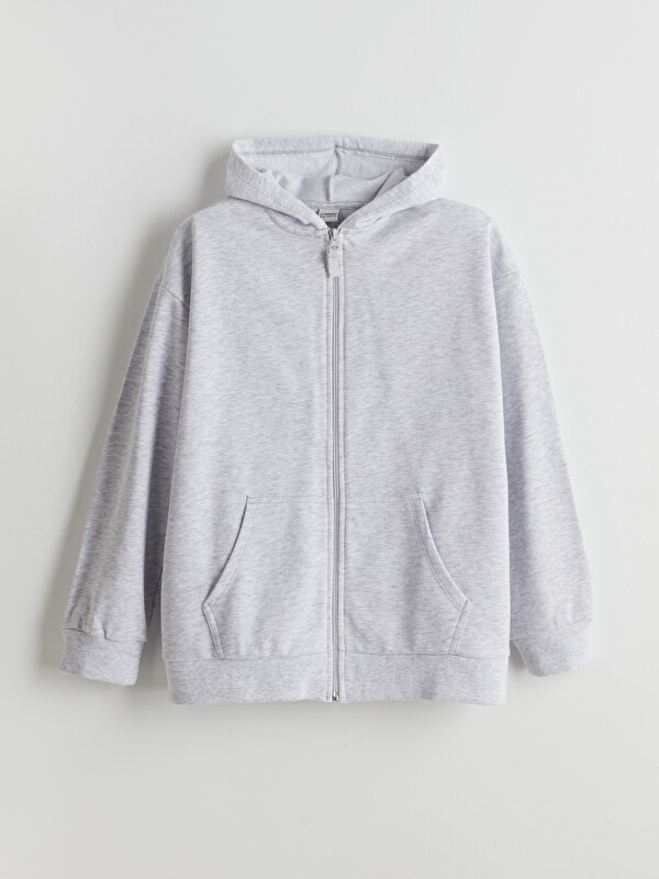 LCW Kids Kapüşonlu Kız Çocuk Fermuarlı Sweatshirt