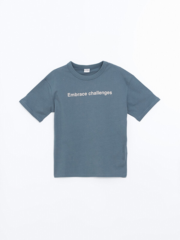 LCW Kids Slogan Baskılı Erkek Çocuk Tişört