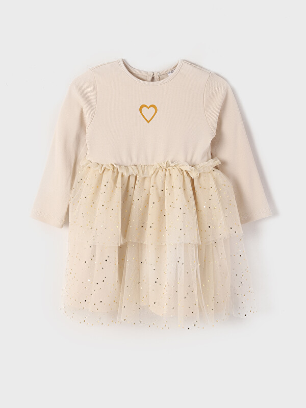 LCW Kids Crew Neck Long Sleeve Baby Girls' Dress