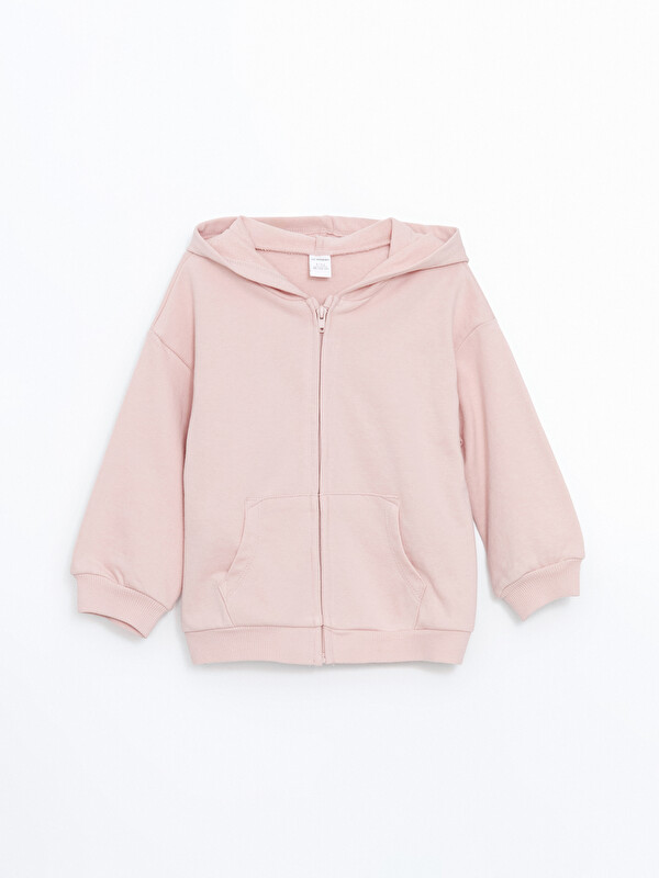 LCW Kids Kapüşonlu Uzun Kollu Kız Bebek Fermuarlı Sweatshirt