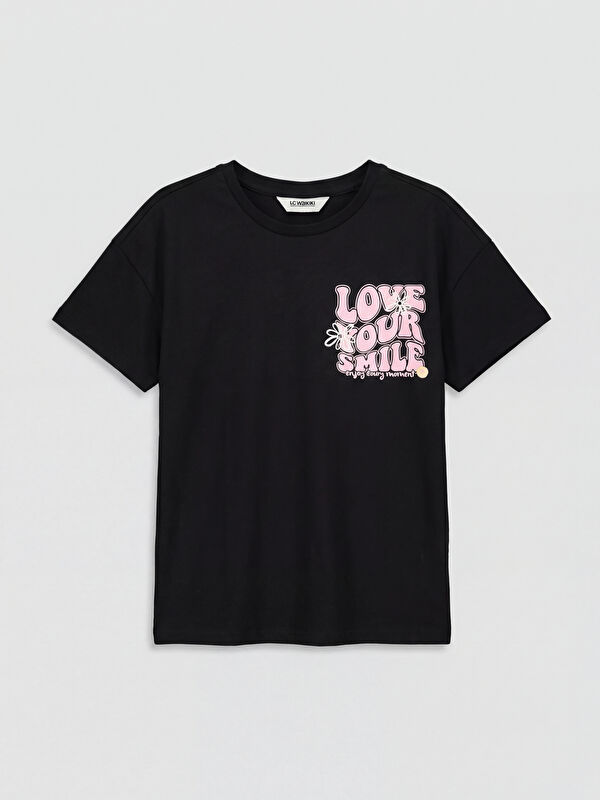 LCW Kids Rundhalsausschnitt Bedrucktes T-Shirt für Mädchen