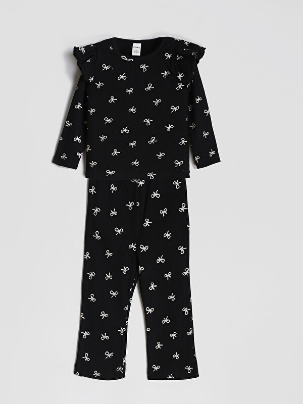 LCW Kids Crew Neck Printed Girls' Blouse and Leggings 2 Pack Set