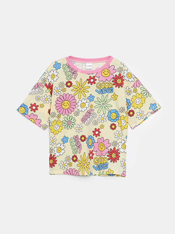 LCW Kids Çiçekli Kız Çocuk Pijama Üst