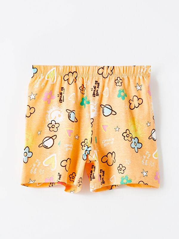 LCW Kids Beli Lastikli Baskılı Kız Çocuk Pijama Şort