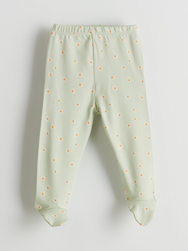 LCW baby Beli Lastikli Çiçekli Patikli Kız Bebek Pijama Alt