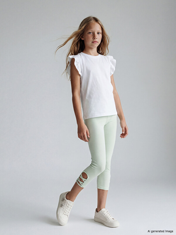 LCW Kids Leggings pour Filles à Taille Élastiquée Longueur 3/4