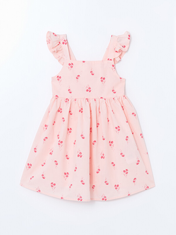 LCW Kids Square Collar Floral Girls' Poplin Dress
