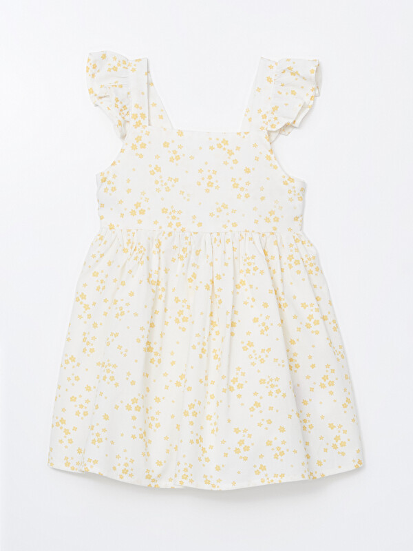 LCW Kids Square Collar Floral Girls' Poplin Dress