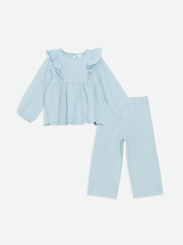 LCW Kids Beli Lastikli Dokulu Kız Çocuk Pantolon