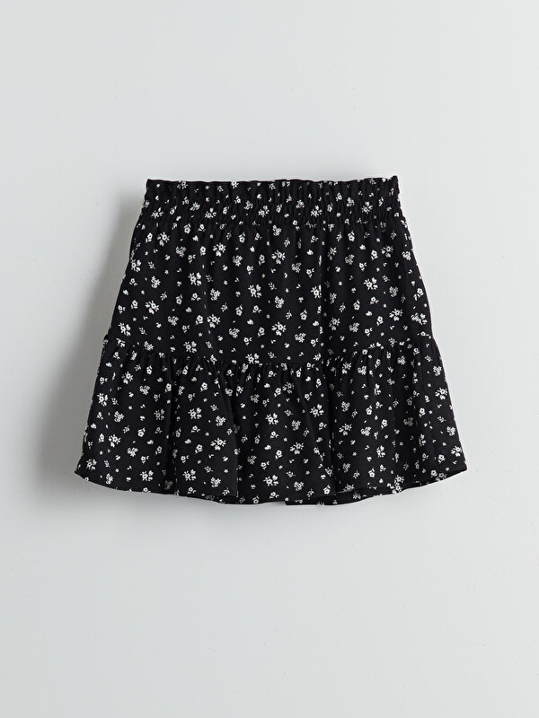 LCW Kids Floral Girl's Short Skirt with Elastic Waist