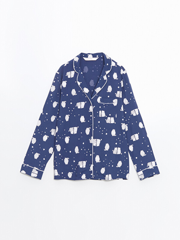 LCW DREAM Gömlek Yaka Desenli Kadın Pijama Üst