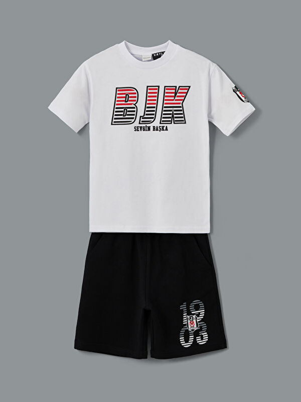 LCW Kids Bisiklet Yaka Beşiktaş Baskılı Erkek Çocuk Tişört ve Şort