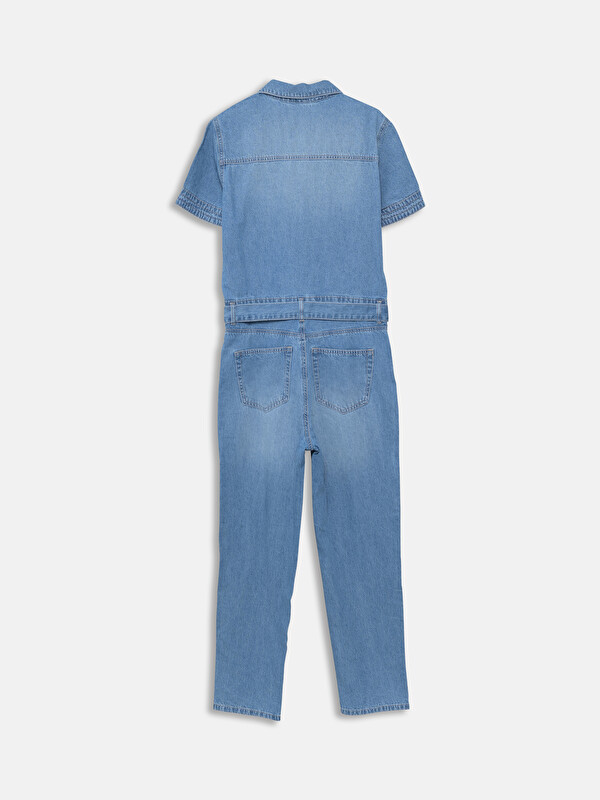 LCW Vision Collared Neck Women's Denim Jumpsuit - S5BK66Z8-311