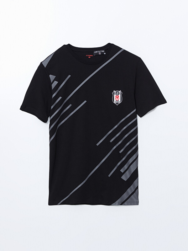 LC WAIKIKI Bisiklet Yaka Kısa Kollu Beşiktaş Baskılı Erkek Pijama Üst