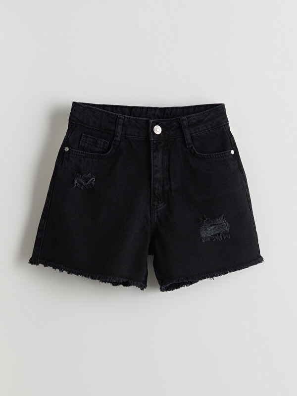 LCW Kids Plain Ripped Detailed Girls Shorts