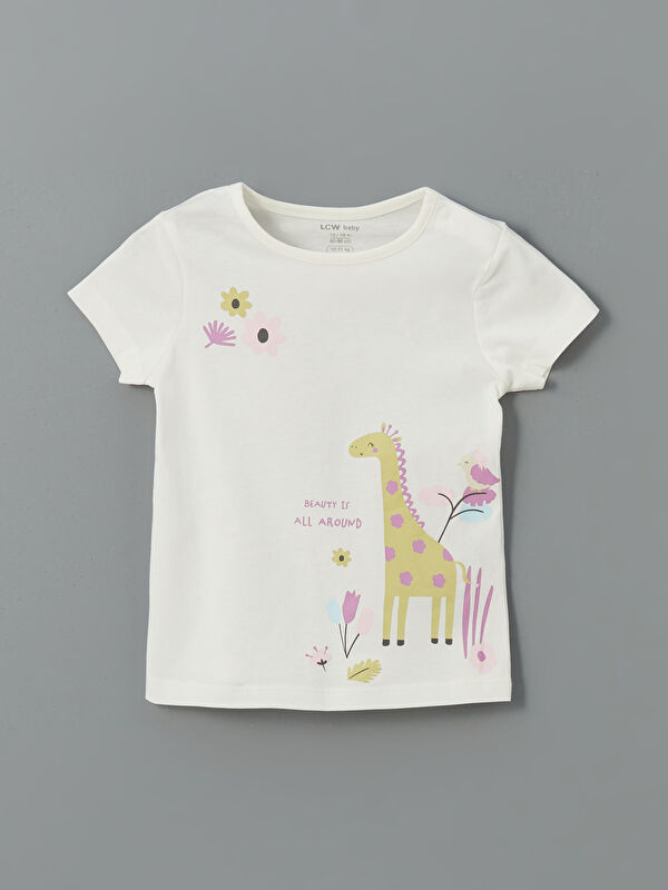 LCW baby Zürafa Baskılı Kız Bebek Pijama Üst