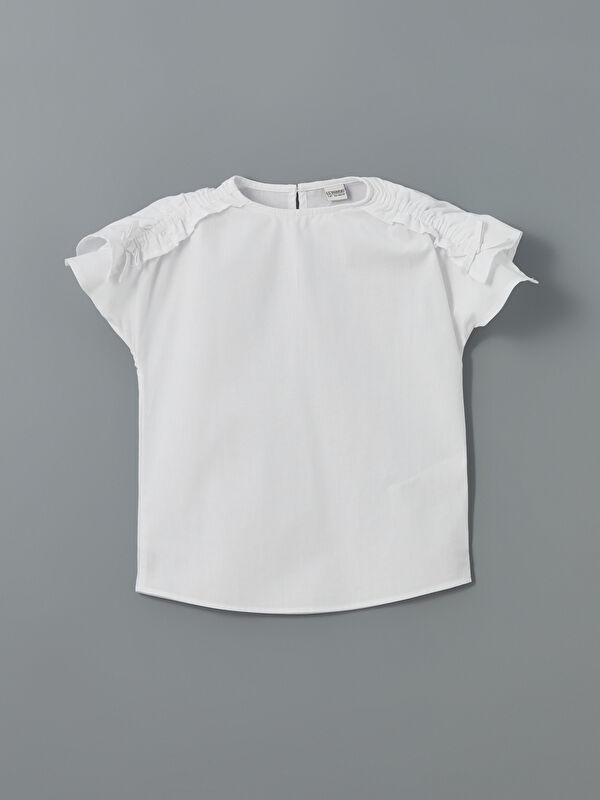 LCW Kids Crew Neck Bow Detailed Girls' Blouse