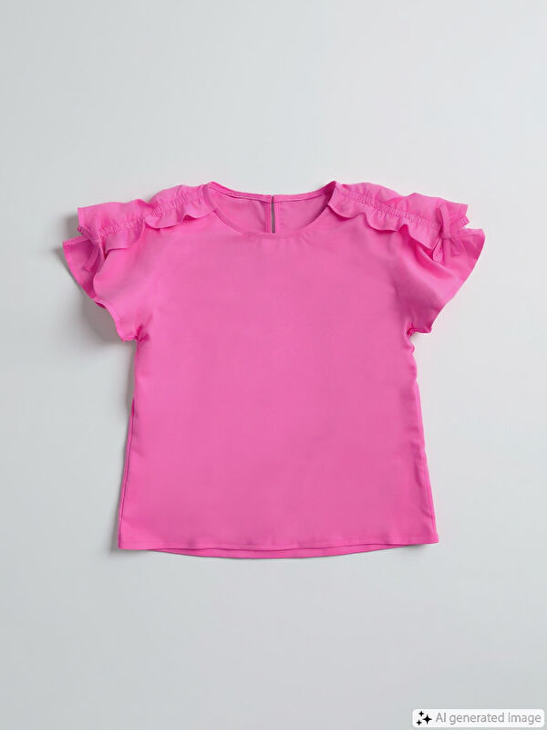 LCW Kids Crew Neck Bow Detailed Girls' Blouse