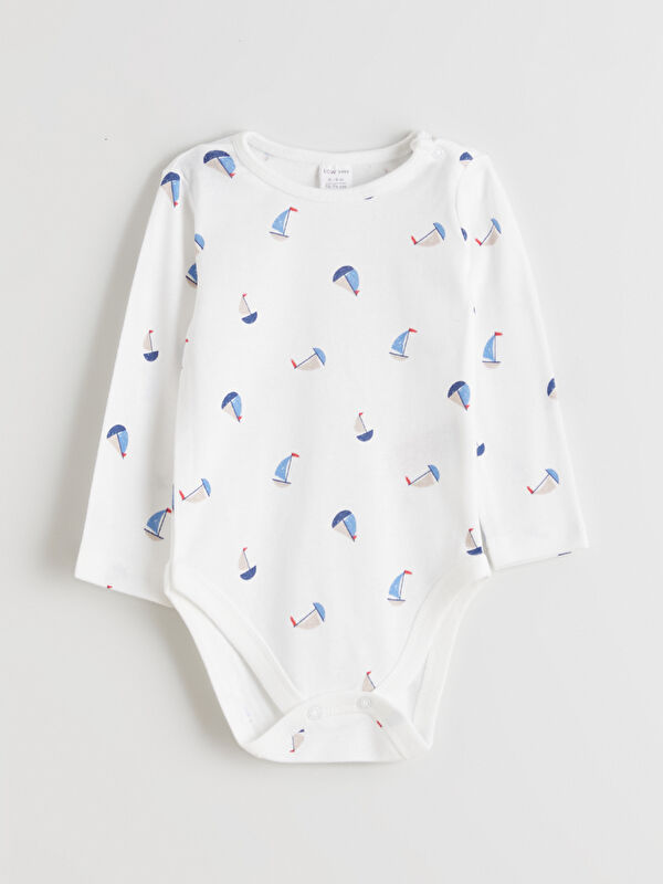LCW baby Bisiklet Yaka Baskılı Erkek Bebek Çıtçıtlı Body