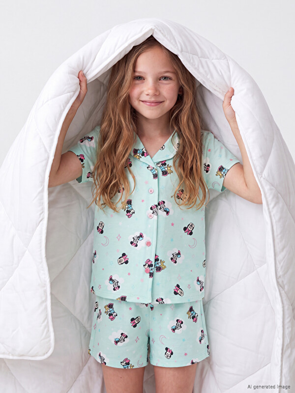 LCW Kids Minnie Mouse Printed Girls' Shortie Pyjama Set