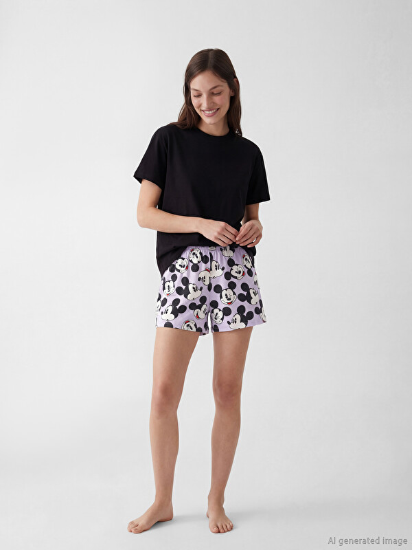 LCW Young Beli Lastikli Mickey Mouse Baskılı Kadın Pijama Altı