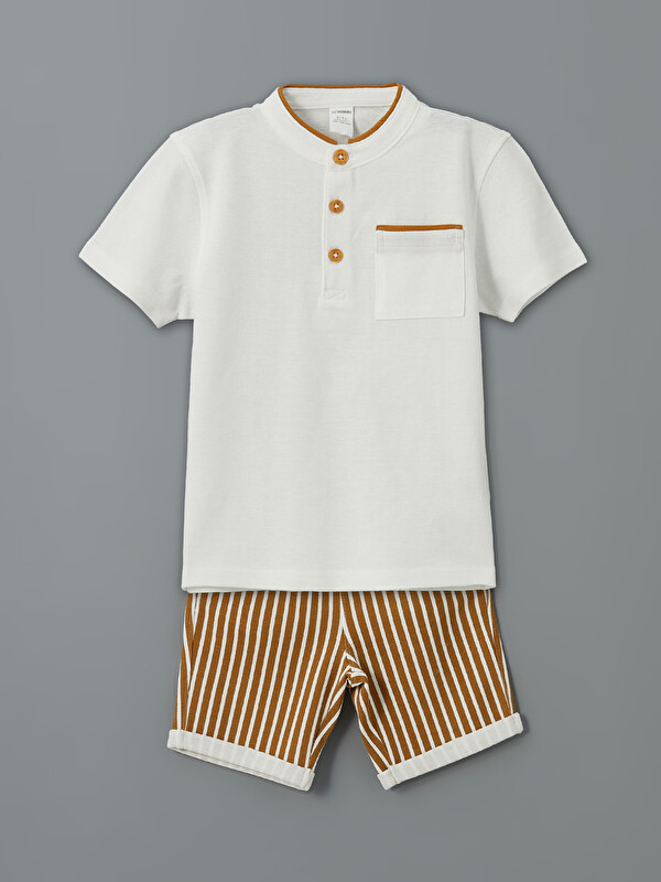 LCW Kids Grandad Collar Boys' T-Shirt and Shorts 2 Pack