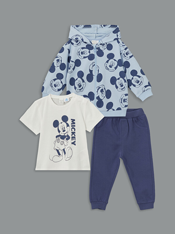 LCW baby Mickey Mouse Baskılı Erkek Bebek Fermuarlı Sweatshirt