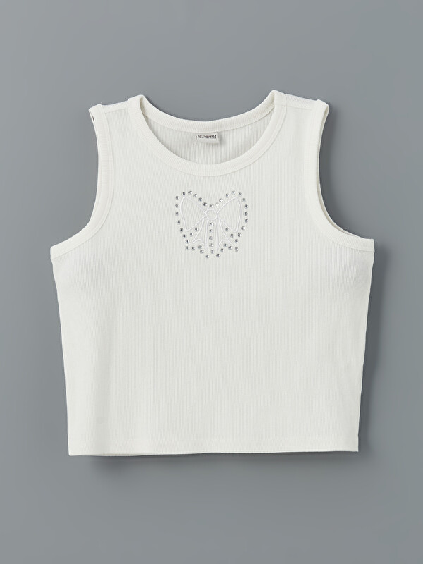 LCW Kids Débardeur Court pour Filles à Col Rond Orné de Strass
