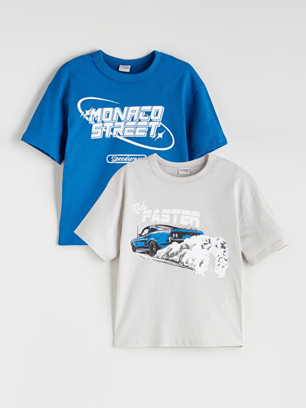 LCW Kids Lot de 2 T-shirts pour Garçons à Col Rond Imprimés