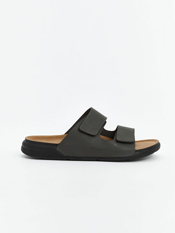 Süet Görünümlü Cırt Cırtlı Erkek Terlik - Görsel 3