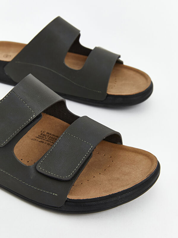 Süet Görünümlü Cırt Cırtlı Erkek Terlik - Görsel 4