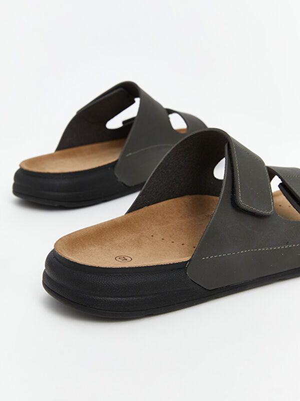 Süet Görünümlü Cırt Cırtlı Erkek Terlik - Görsel 6