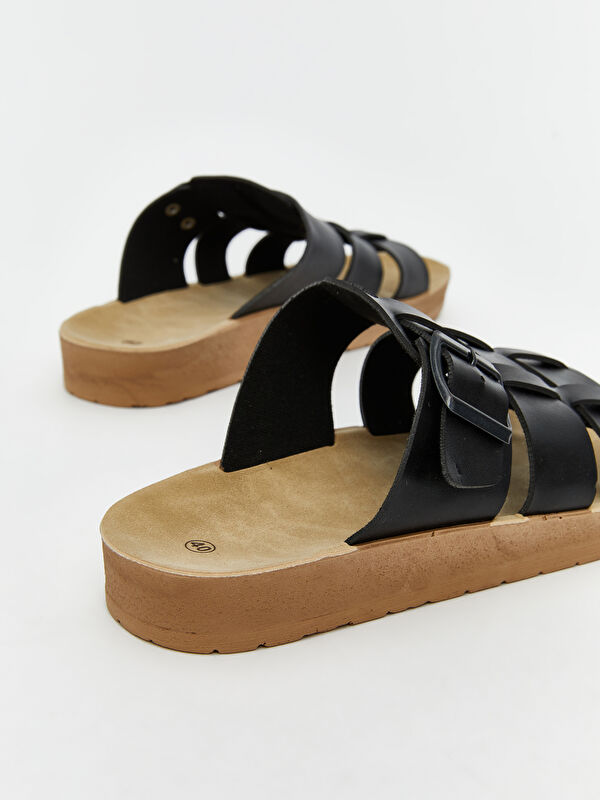 Deri Görünümlü Erkek Terlik - Görsel 6