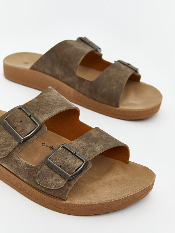 Lcw Steps Kahverengi Lcw Steps Çift Bantlı Erkek Terlik