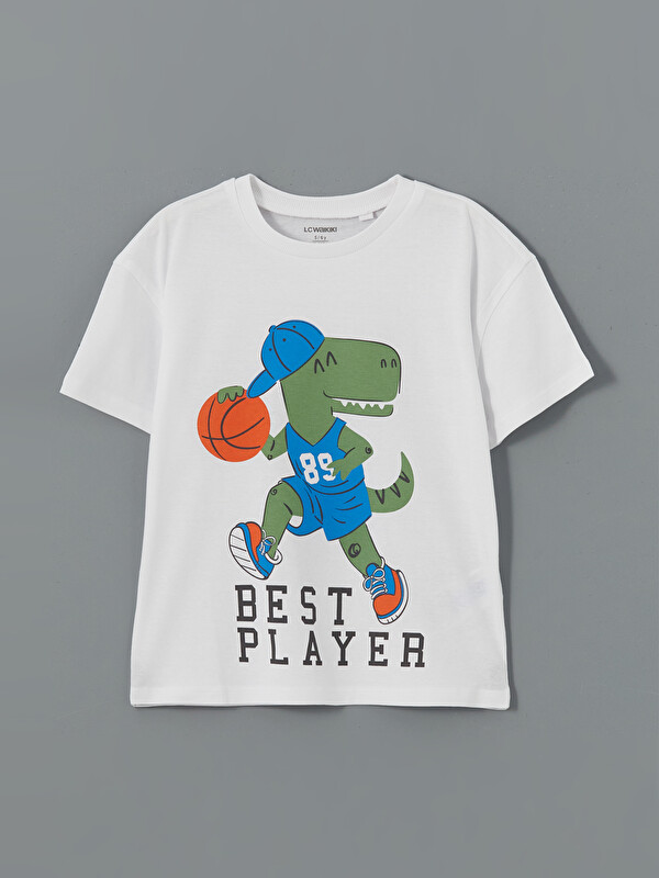 LCW Kids Bisiklet Yaka Baskılı Erkek Çocuk Tişört