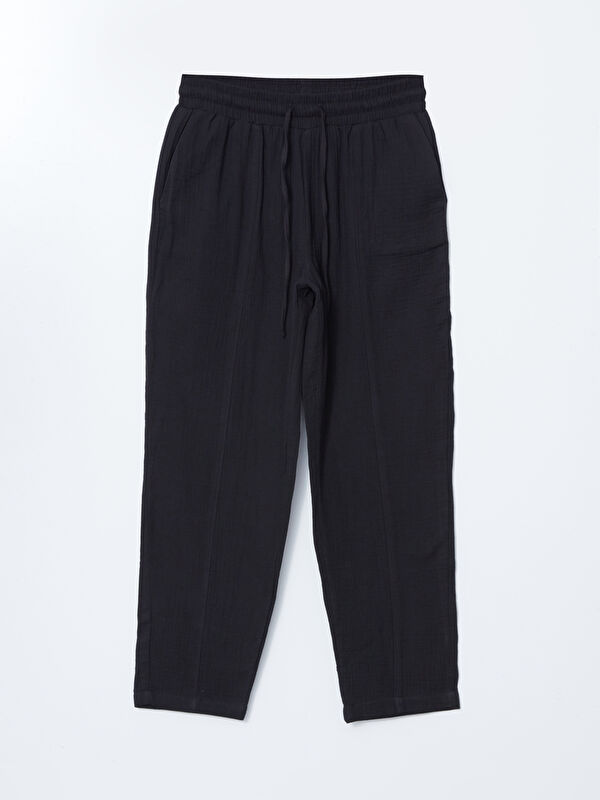 LCW Modest Pantalon Uni en Mousseline à Taille Élastiquée pour Femmes