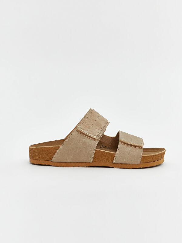 Lcw Steps Bej Lcw Steps Süet Görünümlü Cırt Cırtlı Kadın Terlik