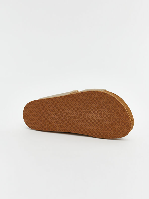 Lcw Steps Bej Lcw Steps Süet Görünümlü Cırt Cırtlı Kadın Terlik