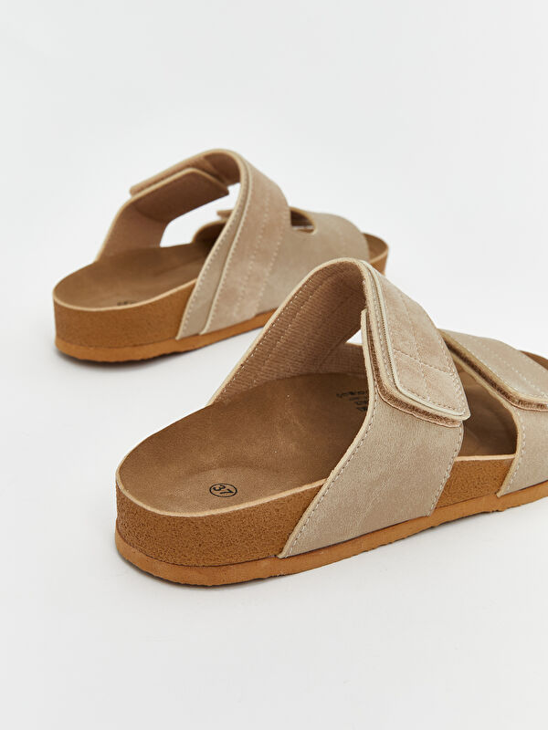 Lcw Steps Bej Lcw Steps Süet Görünümlü Cırt Cırtlı Kadın Terlik