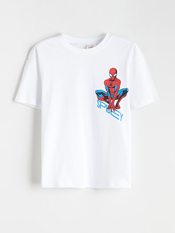 LCW Kids Bisiklet Yaka Spider-Man Baskılı Erkek Çocuk Tişört