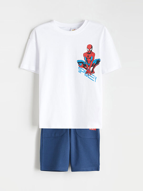 LCW Kids Spider-man Baskılı Erkek Bebek Tişört ve Şort 2'li Takım