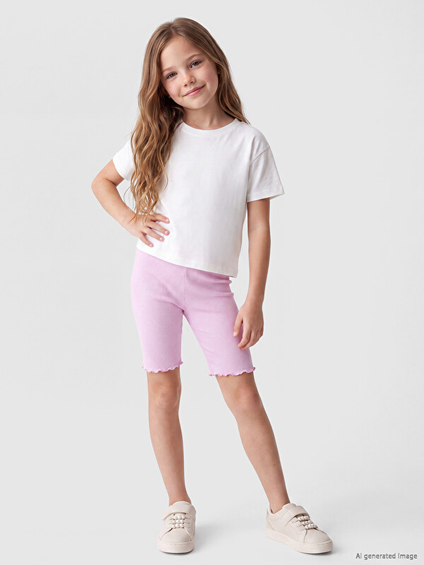 LCW Kids Beli Lastikli Kız Çocuk Midi Tayt