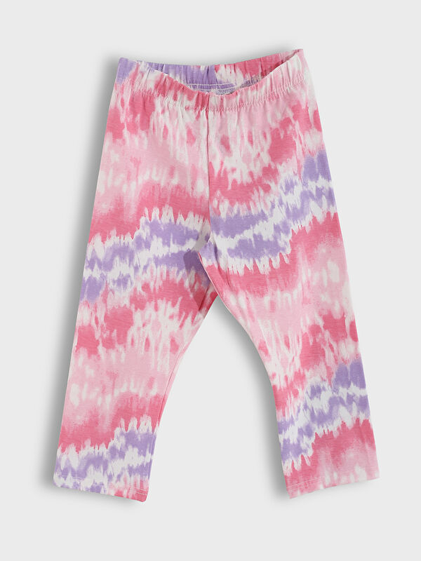 LCW Kids Girls' Printed 3/4 Length Leggings with Elastic Waist